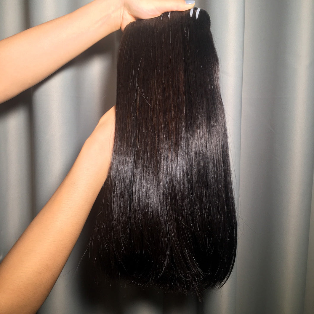 Weft Hair. Black. Medium Length