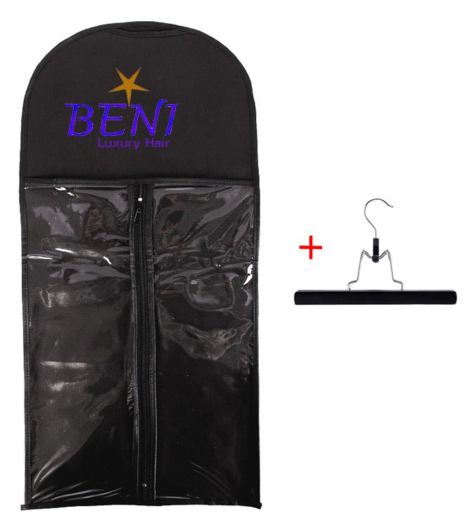 Hair extension storage and carrier bag with hanger